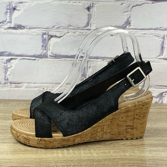 Black Wedge Sandals - Picture 3 of 9